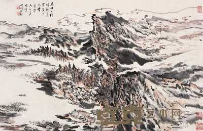 陆俨少 1986年作 唐人诗意图 立轴 59×92.5cm